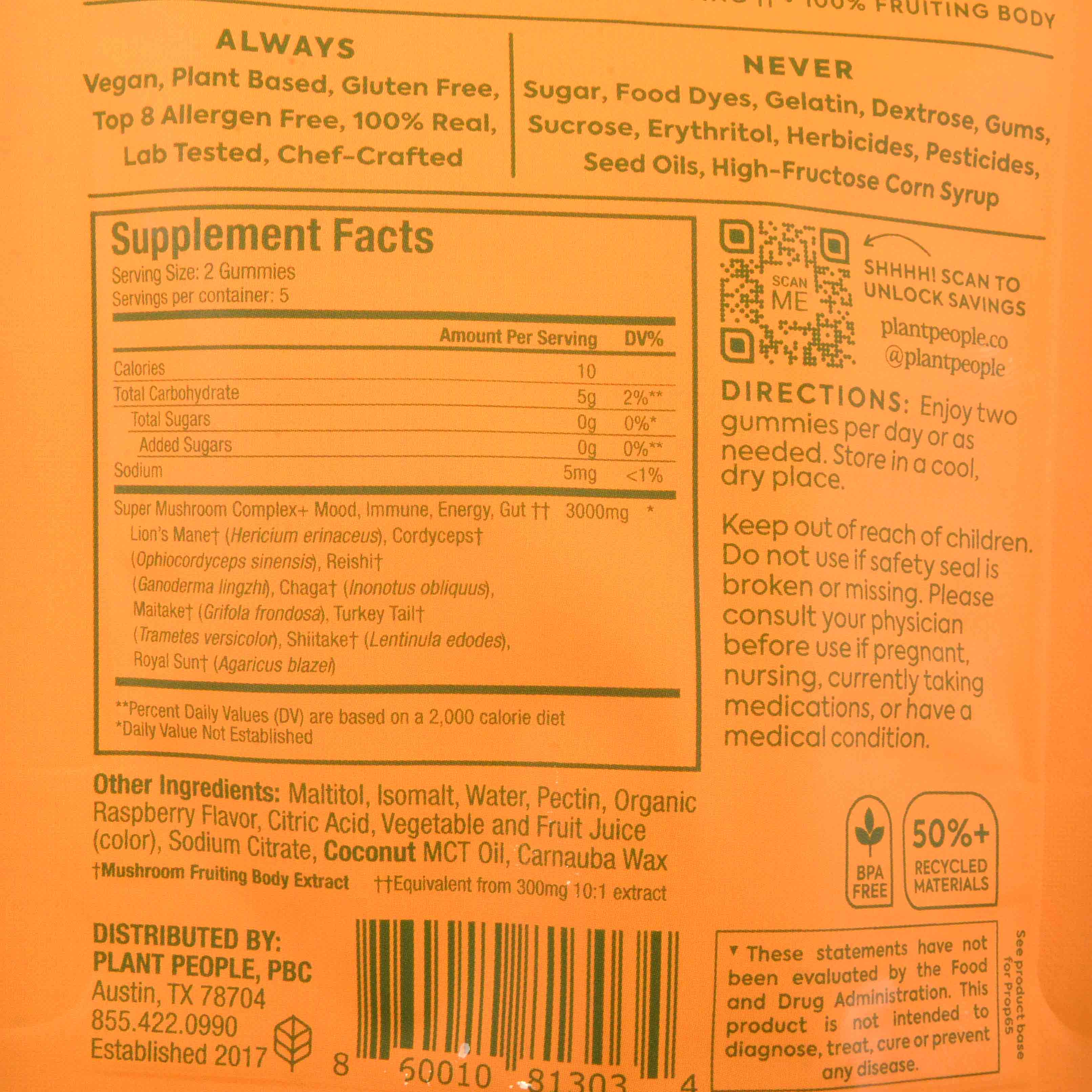 WonderDay Mushroom Gummies, 10ct
